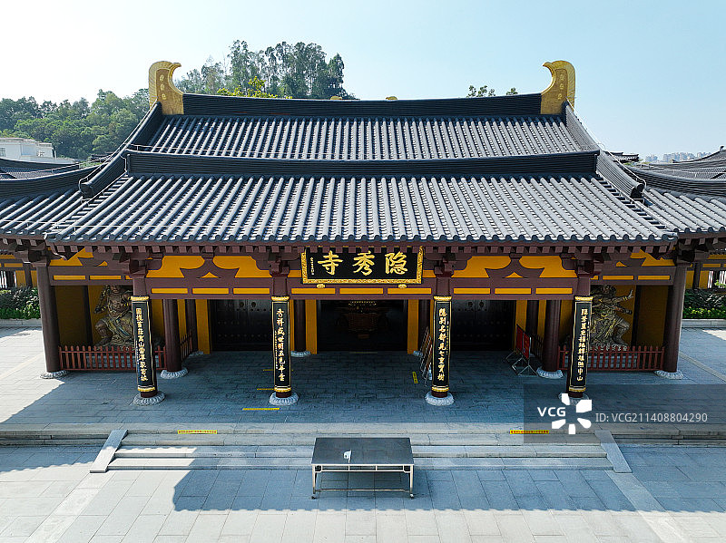 广东省中山市小榄镇隐秀寺航拍图片素材