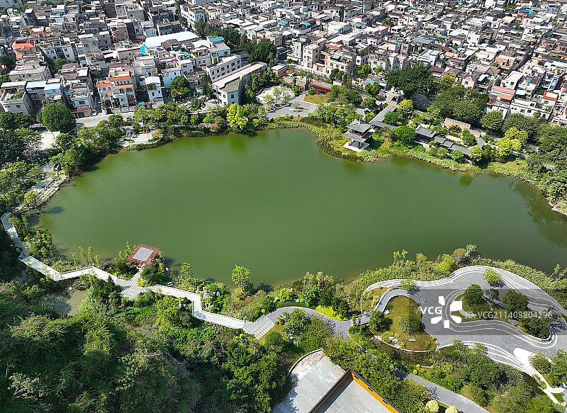 广东省中山市小榄镇隐秀寺航拍图片素材