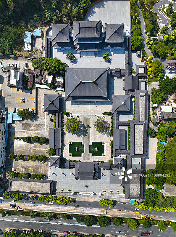 广东省中山市小榄镇隐秀寺航拍图片素材