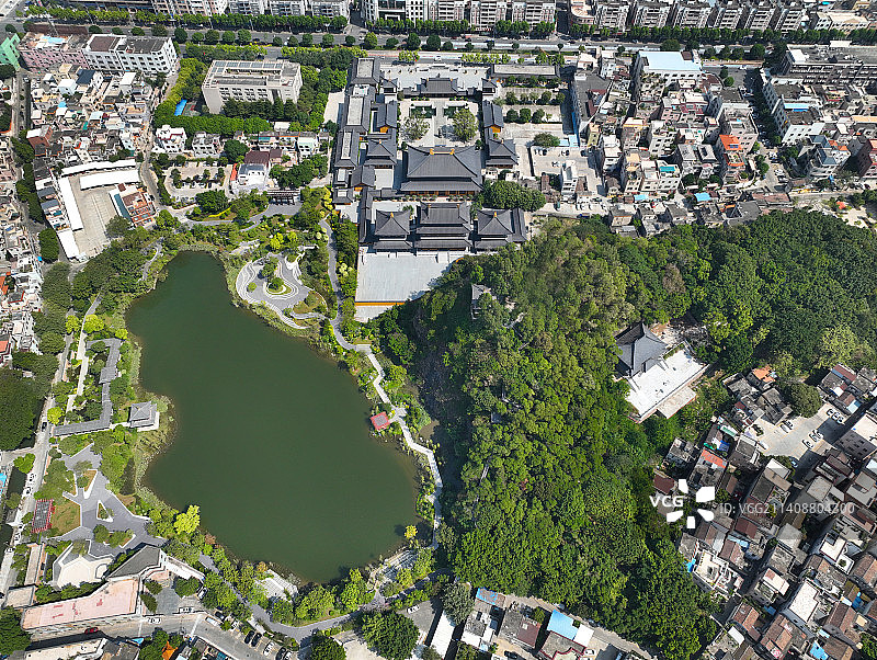 广东省中山市小榄镇隐秀寺航拍图片素材