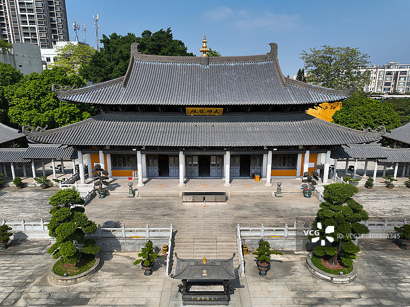 广东省中山市石岐区白衣古寺航拍图片素材