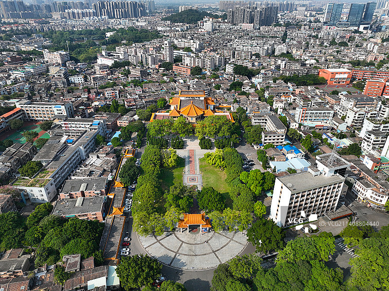 广东省中山市石岐区孙中山纪念堂公园航拍图片素材