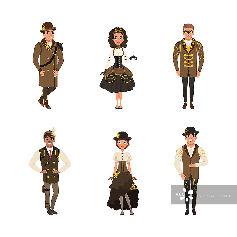 穿着复古时尚的蒸汽朋克人物图片素材