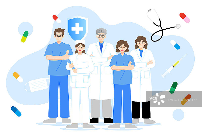 医务工作者们插画图片素材