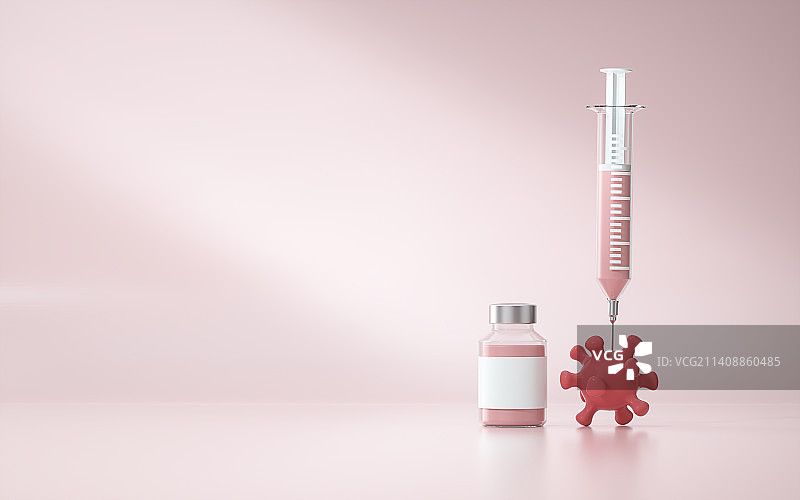 医疗疫苗注射器和病毒图片素材