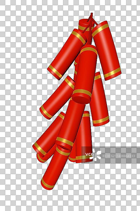 一串鞭炮挂鞭3d立体图片素材