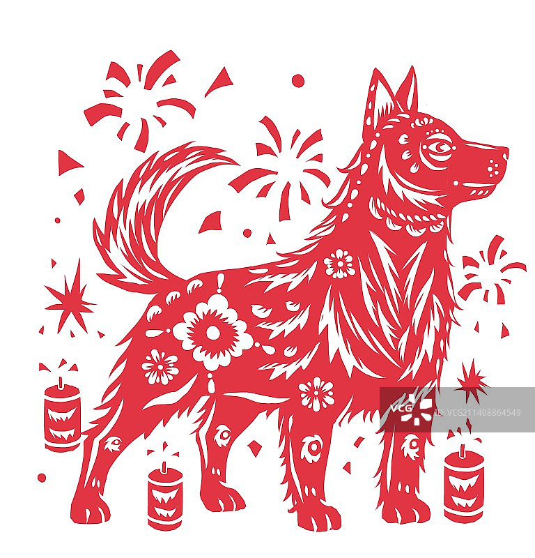 十二生肖狗剪纸图片素材