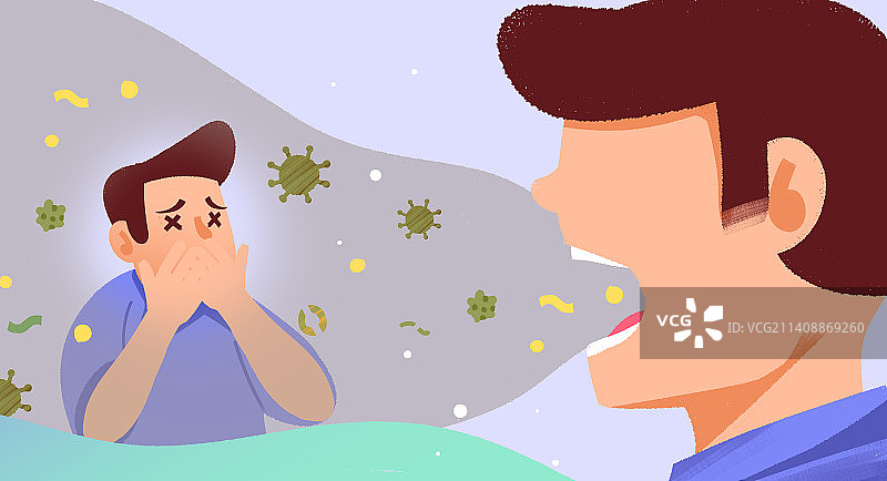 卡通手绘口臭嘴臭插画图片素材