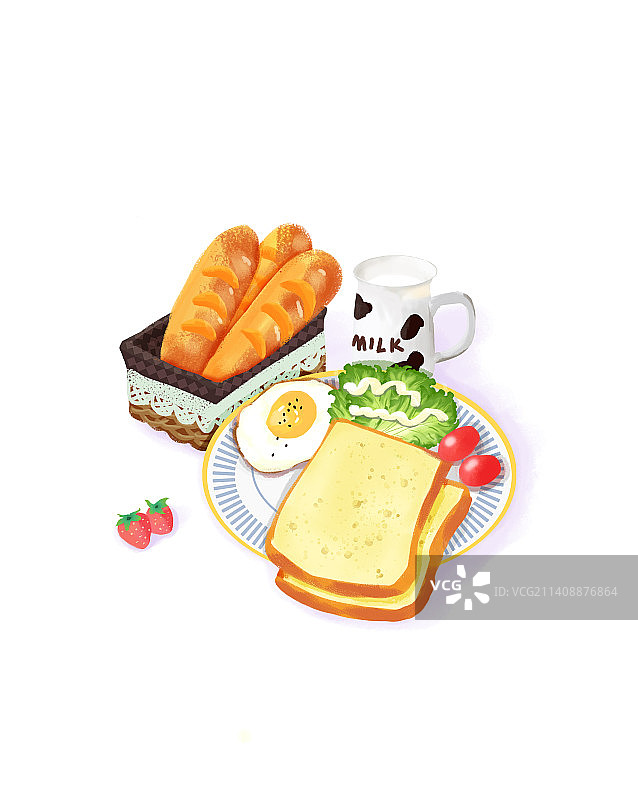 静物插画早餐食物图片素材