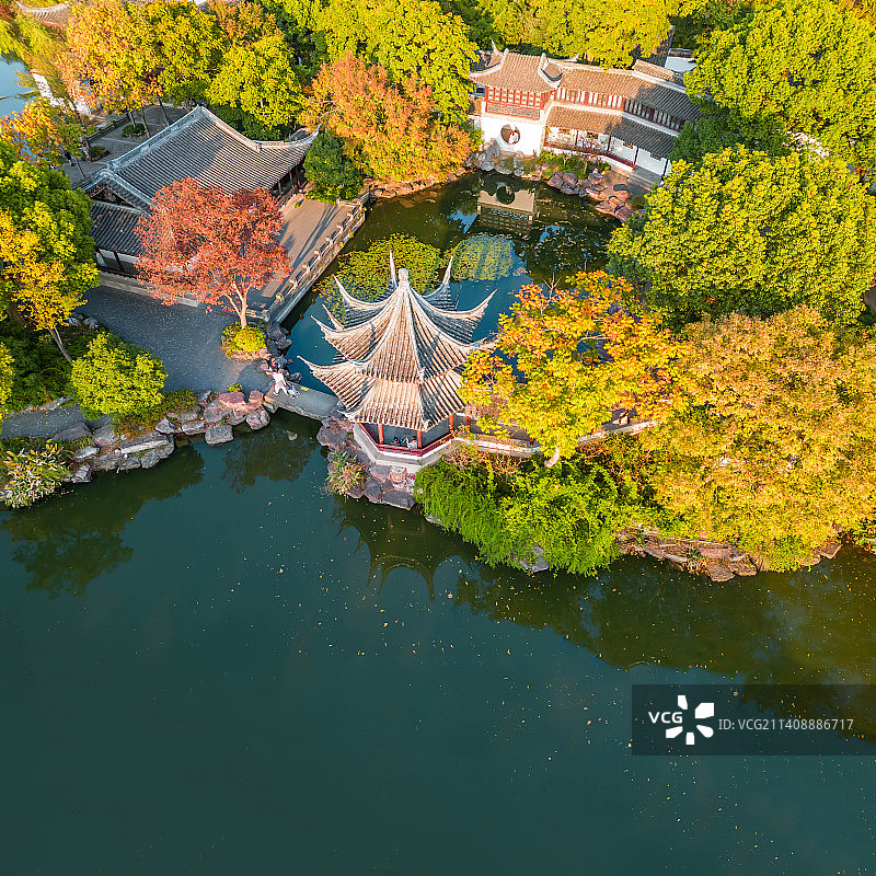 杭州西溪湿地高庄秋景航拍图片素材