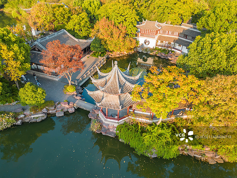 杭州西溪湿地高庄秋景航拍图片素材