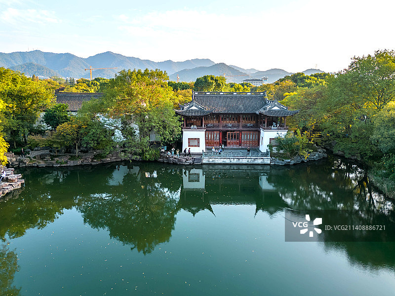 杭州西溪湿地高庄秋景航拍图片素材