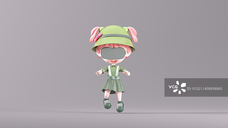 三维渲染卡通女孩图片素材