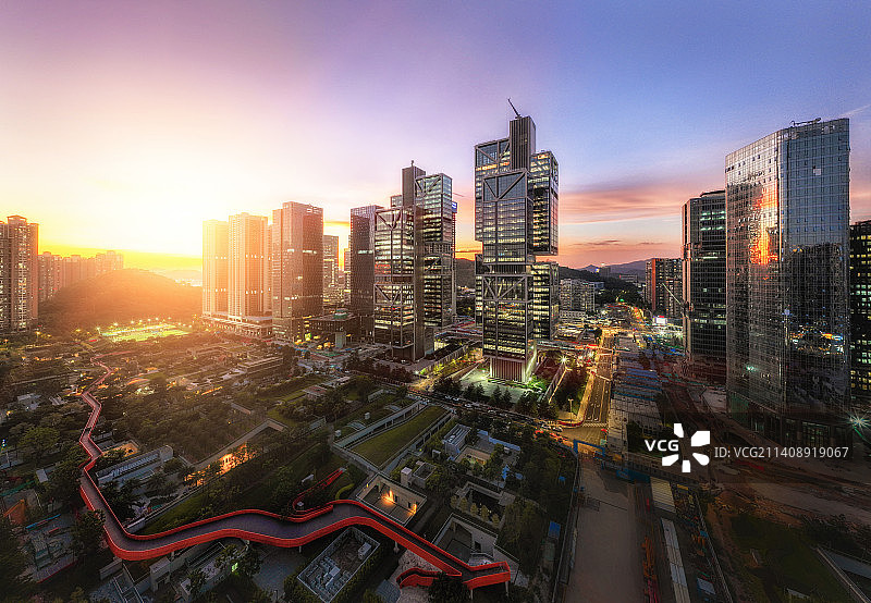 深圳万科云城大疆天空之城地标城市风光日落夜景图片素材
