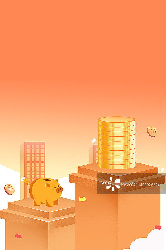 卡通手绘金融插画图片素材