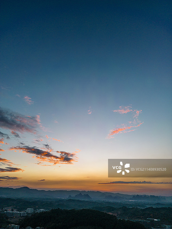 贺州平桂区晚霞建筑航拍图片素材