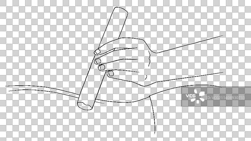 中医艾灸黑白手绘线稿插画图片素材