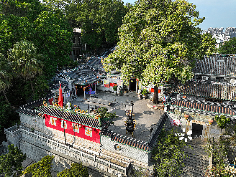 广东省中山市石岐区西山寺航拍图片素材