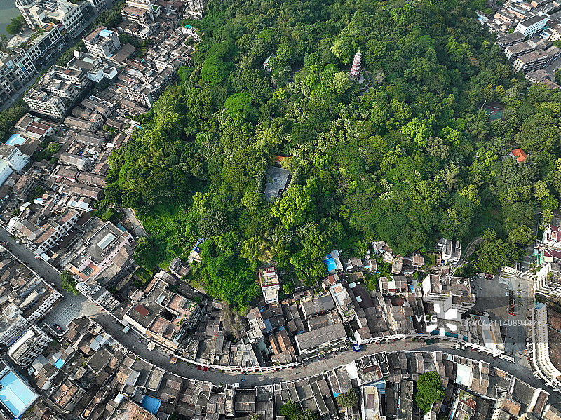 广东省中山市石岐区中山公园孙文西路步行街航拍图片素材