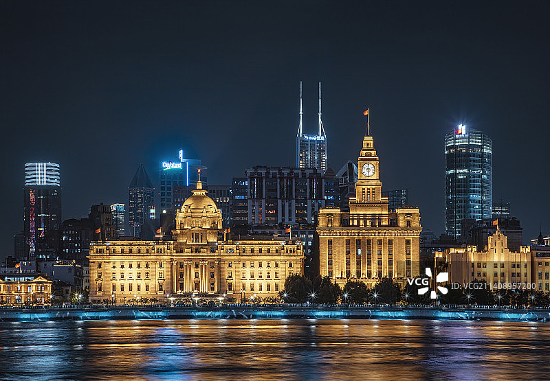 上海外滩风光夜景图片素材
