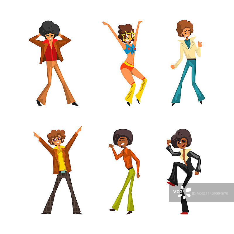 复古风格的迪斯科舞人群像图片素材