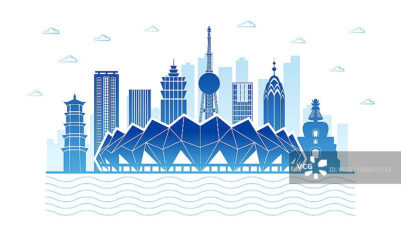 中国青海省西宁市城市矢量插画图片素材