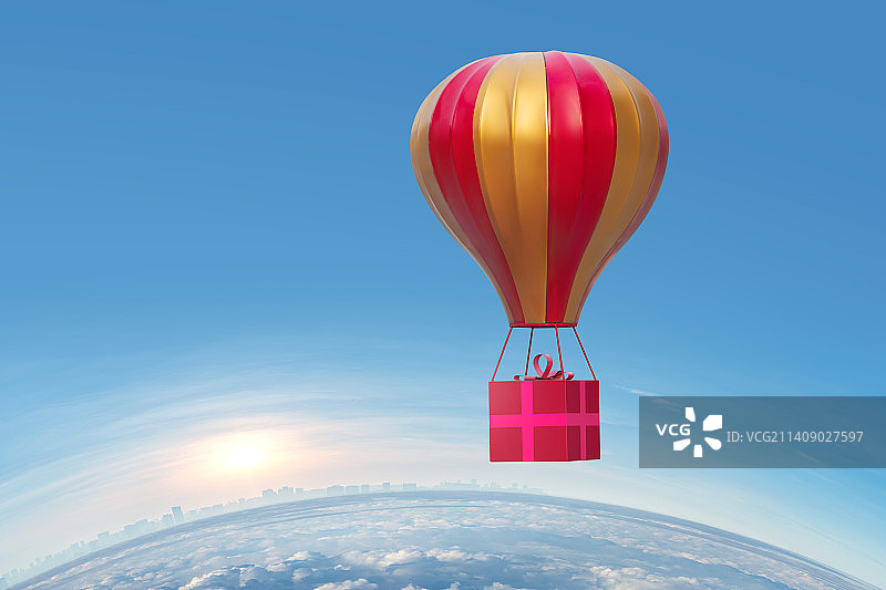环游世界的热气球礼物图片素材