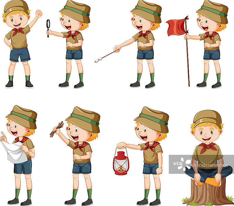 卡通露营儿童角色图片素材