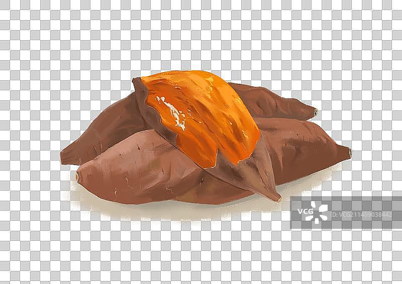 手绘烤红薯烤地瓜插画插图烤蜜薯秋冬小吃烤地瓜香甜可口绘图图片素材