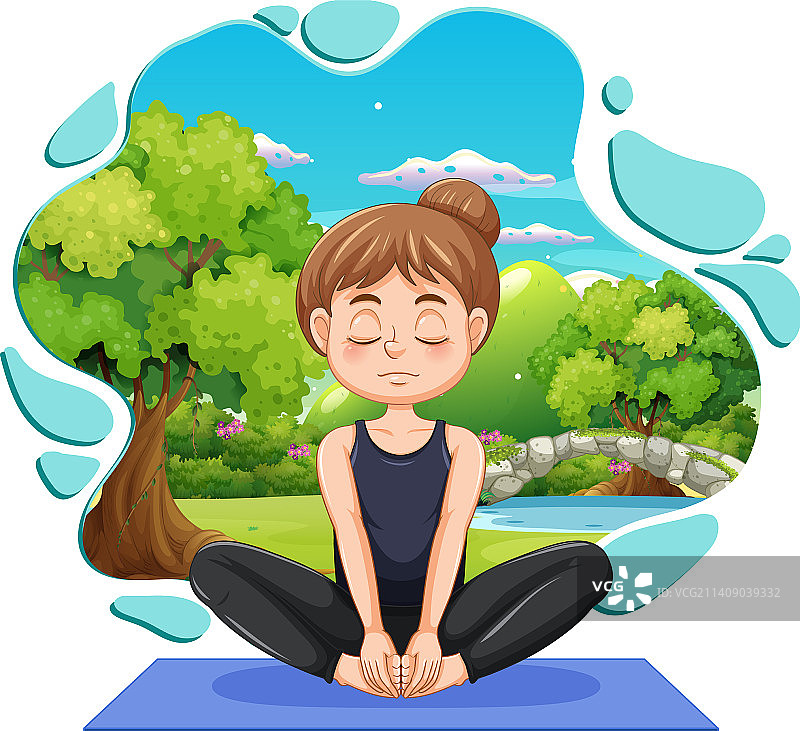 女人在公园做瑜伽图片素材