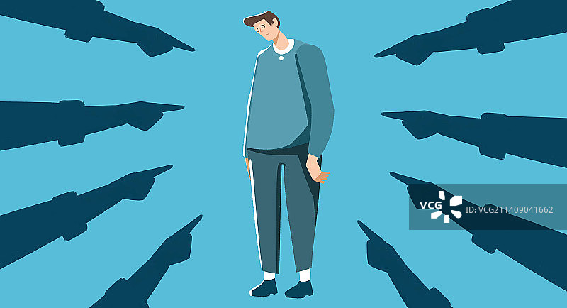 卡通手绘抑郁症孤独插画图片素材