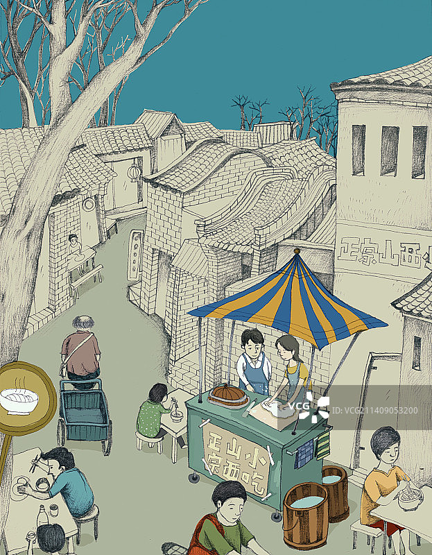 插画：山西面摊图片素材