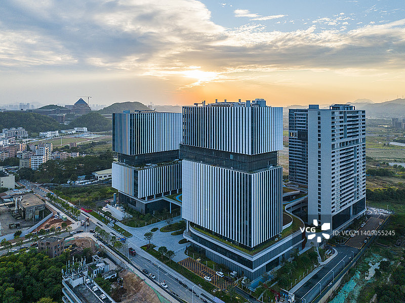 深圳光明科学城日落城市风光图片素材