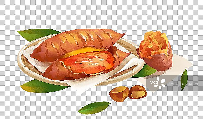 烤红薯和烤板栗图片素材