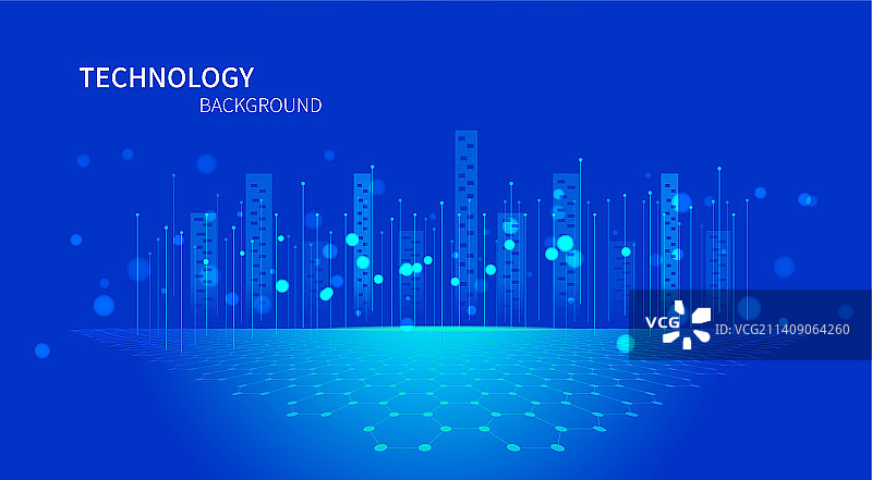 蓝色背景科技感曲线大数据抽象矢量插画图片素材