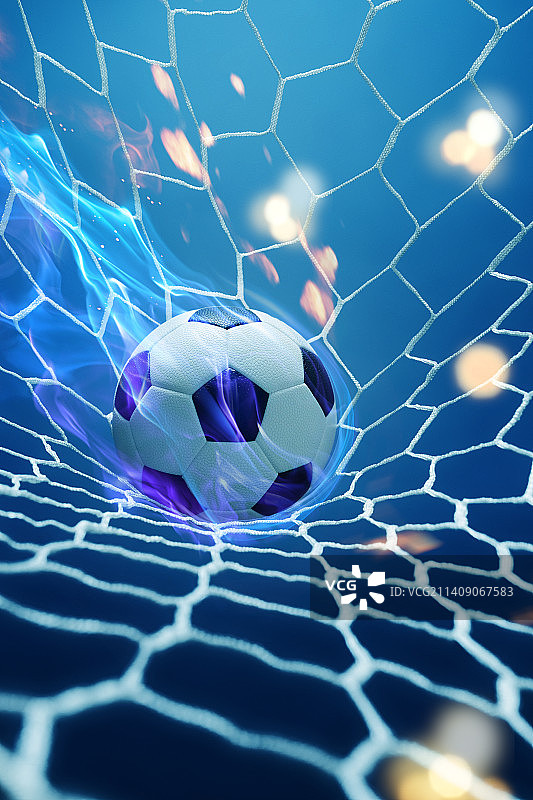 进入球网的足球图片素材