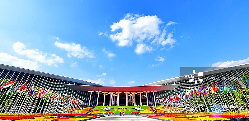 上海：国家会展中心花团锦簇图片素材