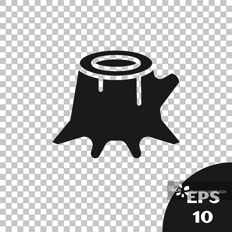 透明背景上的黑色树桩图标图片素材