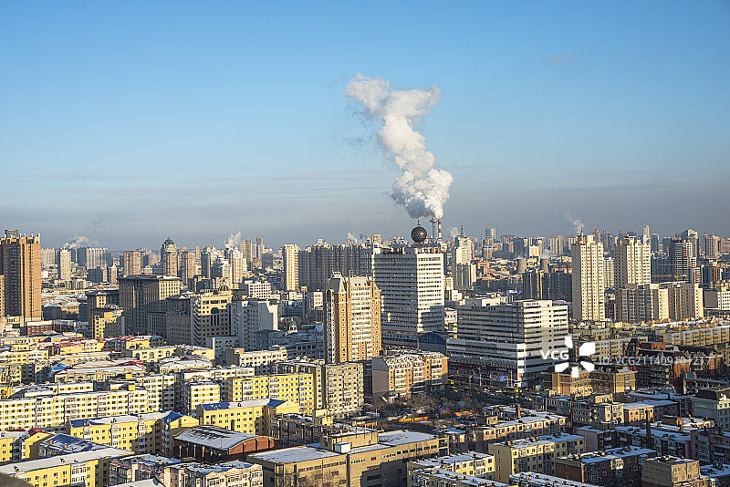 冬季晴空下的哈尔滨图片素材