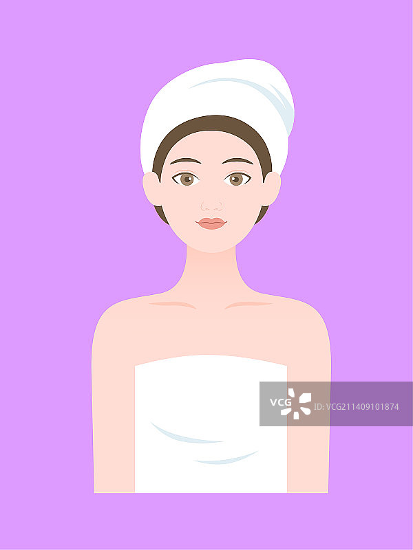 头戴浴帽的女性手绘插画图片素材