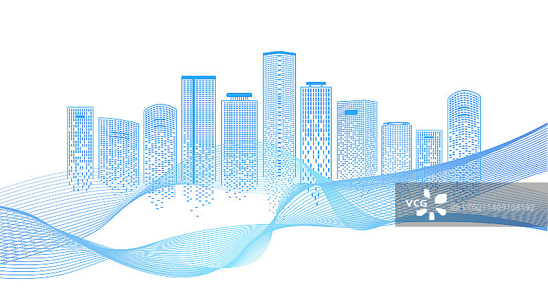 科技城市剪影抽象剪影矢量插画图片素材