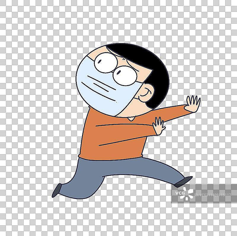 元素：戴口罩逃走的人物图片素材