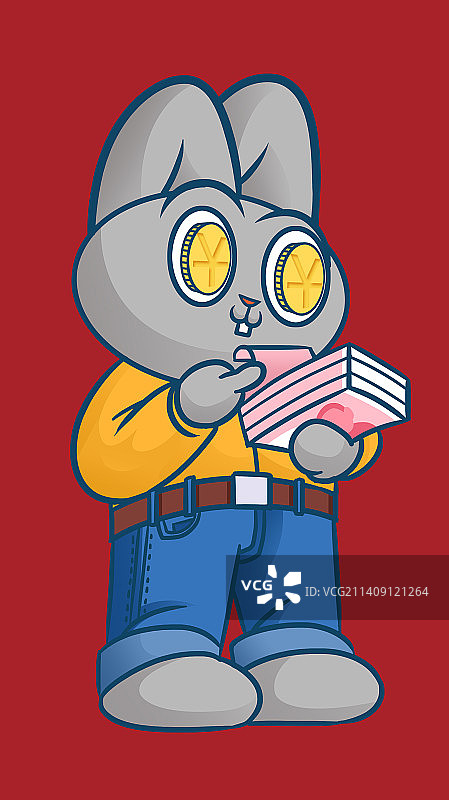 2023年兔年兔子拟人化新年新春春节过年过节国潮风插画图片素材