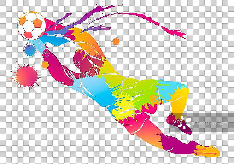 色彩泼墨笔触足球运动员动态图片素材