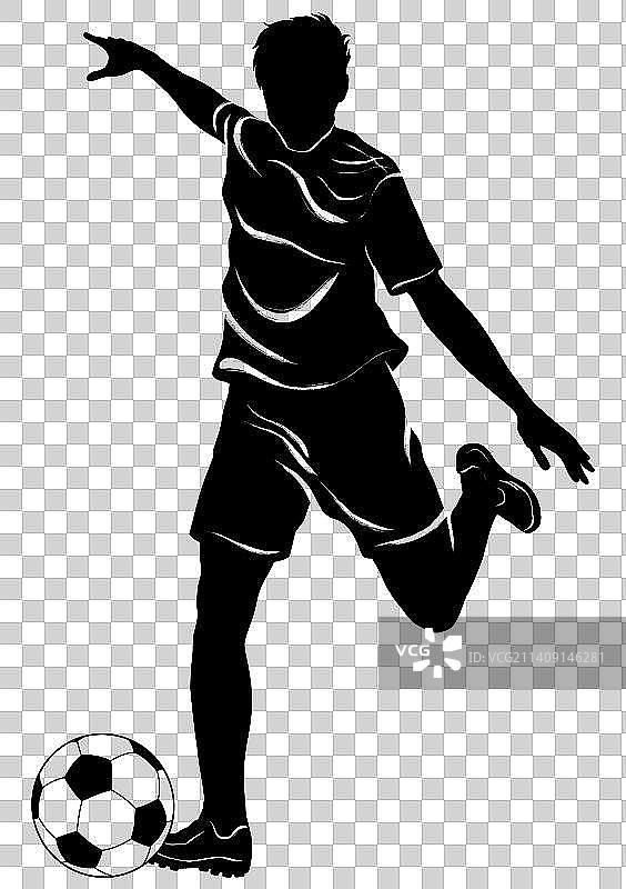 黑白水墨笔触足球运动员动态图图片素材