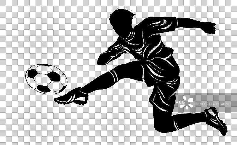 黑白水墨笔触足球运动员动态图图片素材