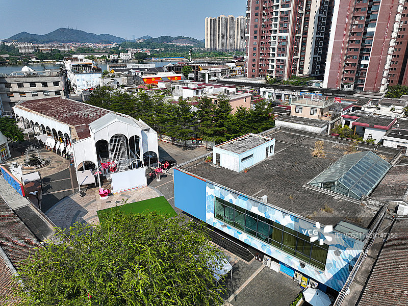 广东省佛山市顺德区容桂渔人码头航拍图片素材
