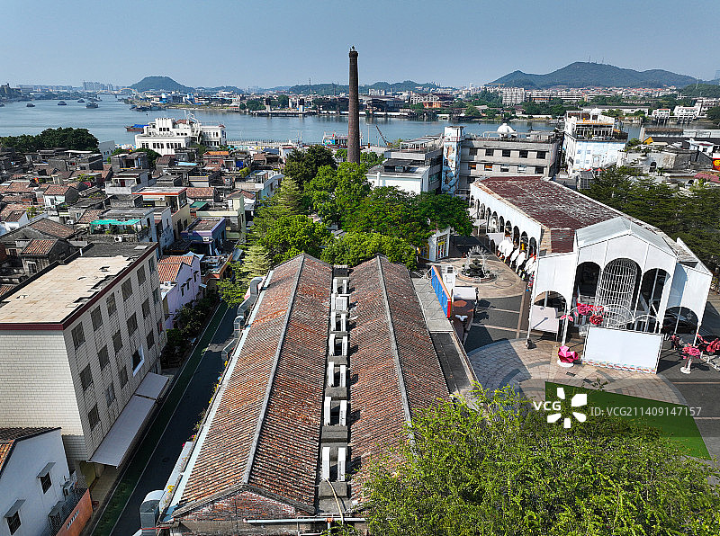 广东省佛山市顺德区容桂渔人码头航拍图片素材