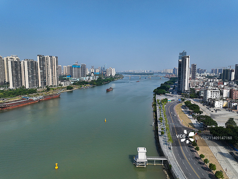 广东省佛山市顺德区容桂渔人码头航拍图片素材