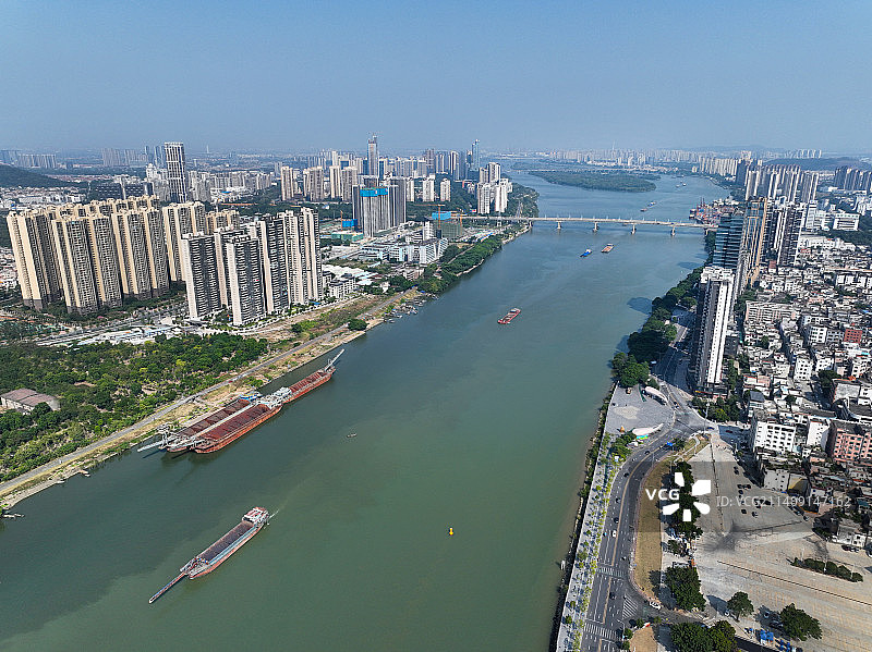 广东省佛山市顺德区容桂渔人码头航拍图片素材